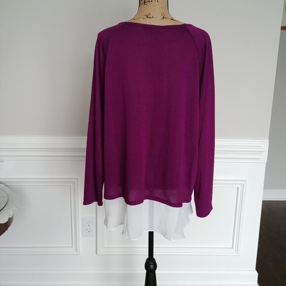 INC International Concepts Women's Faux-Layered Sweater 2X Purple - Picture 3 of 9